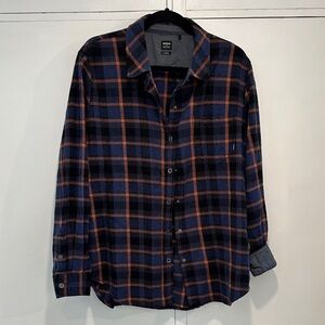 Prana Women’s Navy and Rust Plaid Shirt, L